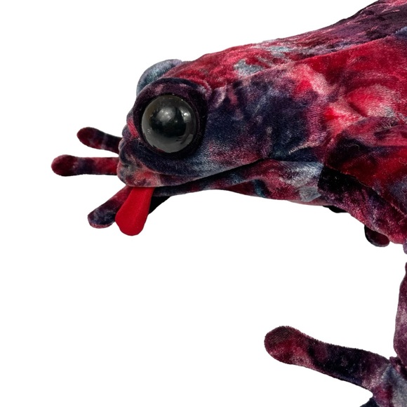 Vintage Y2K TyeDye Tree Frog Purple Blue Funky Hand Puppet Sunny Puppets 2003 Lg - Picture 9 of 11